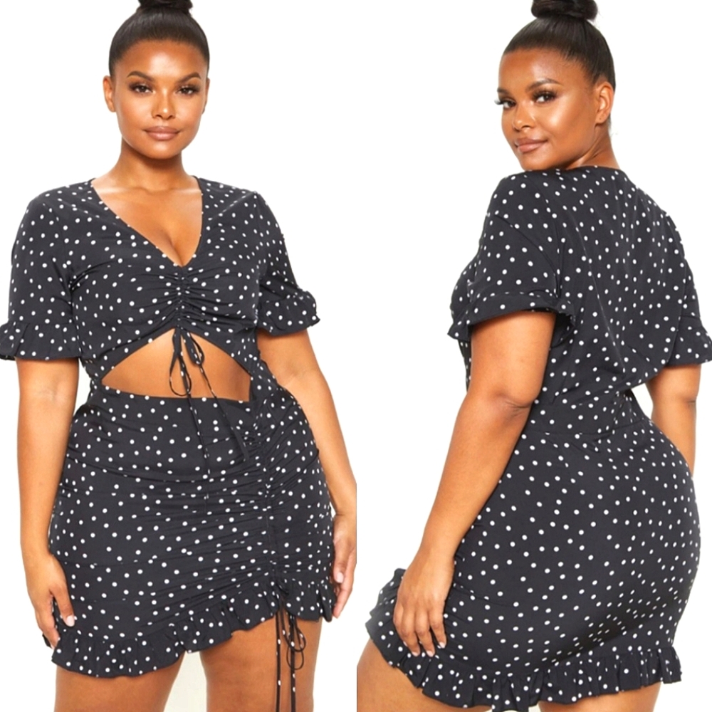 PrettyLittleThing Black Polka Dot Mini Dress